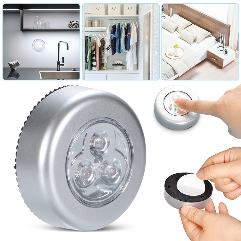 3LEDs Closet Cabinet Touch Sensor LED Night Light Home Kitchen Bedroom Cupboard