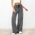 thumbnail image 3 of Bbyeadc Palazzo Pants for Women Drawstring Striped Loose Wide Leg Trousers Casual Pants Comfy Lounge Pants with Pockets,Black (XL), 3 of 6