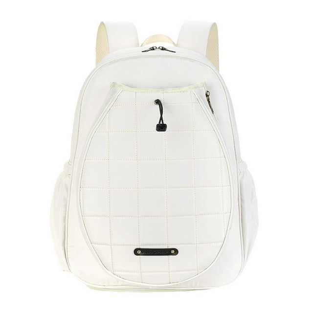 Almencla Tennis Backpack Tennis Bag Racket Holder for Tennis Racket Balls Accessories White