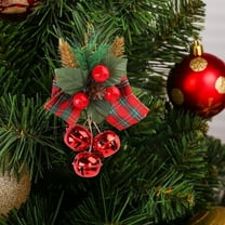 SCNOR Rustic Christmas Bell Ornaments with Berries & Bow - Metal Hanging Decor for Tree, Wreath - Easy Hang Jute String Classic Holiday Decor
