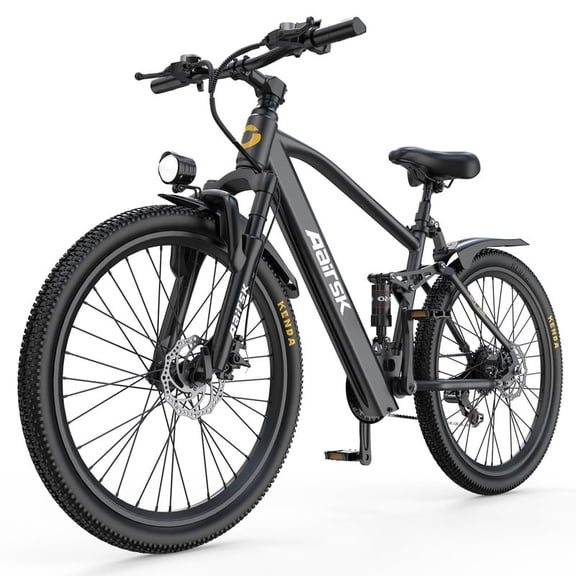 Unibike Electric Mountain Bike for Adults 24'', 748 Peak Motor Ebike, 36V 13AH Battery, Top Speeds 22MPH, 21 Speed, Dual Suspension, Black