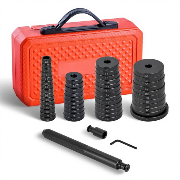KFFKFF 52-Piece Bearing Press Kit, Bearing Race and Seal Driver Set with 49 Bushings and Handle Shaft, Durable Carbon Steel Bushing Driver Tool Kit for Installation and Removal, Includes Storage Case
