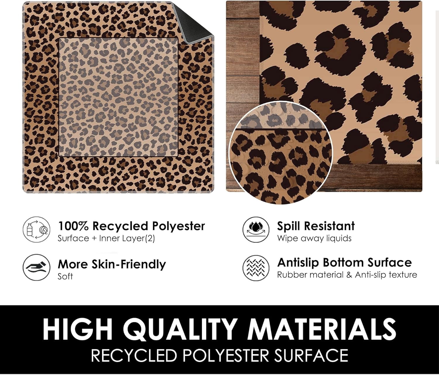 Leopard Print Mahjong Mat for Table 31.5 X 31.5, Gifts for Mahjong Players, Brown and Beige Cheetah Anti-Slip Table Cover Tablecloth, Leopard Print Decor Mahjong Gifts for Women