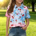 thumbnail image 2 of Hearthz Polo Shirts for Girls Cherry Floral Printed Short Sleeve Cute Shirts for Girls Lapel Collar Teen Girl Trendy Clothes School Uniform 11-12Y, 2 of 7