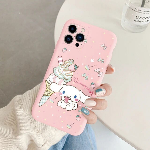 Phone Case for For Apple iphone 12 Pro Max 11 Mini Girls Anti-drop Cartoon Cinnamoroll Kuromi Hello Kitty Silicone Printed Cover ZR