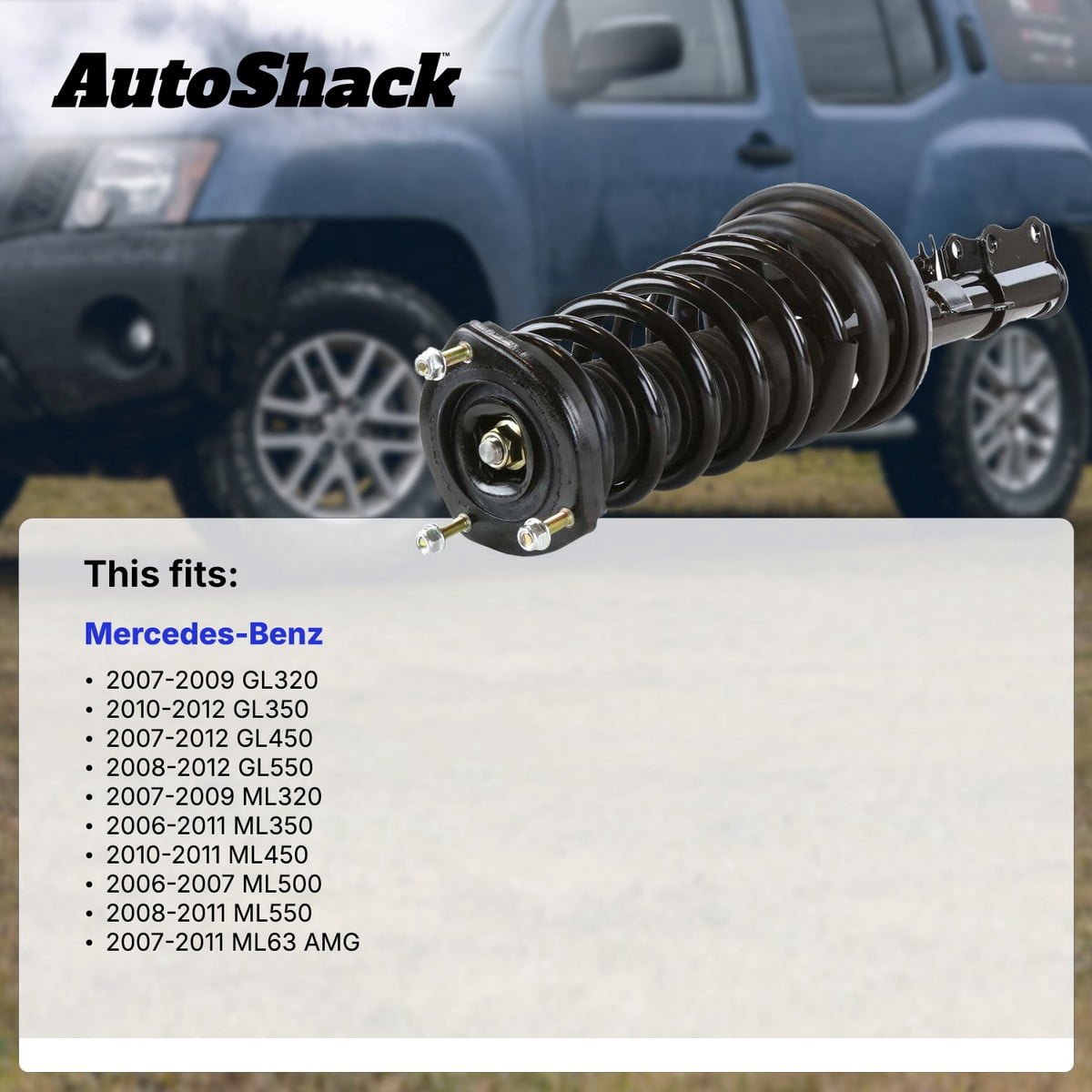 AutoShack Front Complete Strut & Coil Spring Assembly - Driver or Passenger Side for Mercedes-Benz, ML350 2006-2011 GL450 2007-2012 GL550 2008-2012 ML320 2007-2009, AWD RWD V6 3.0L 3.5L V8 4.7L 5.5L