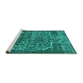 thumbnail image 2 of Ahgly Company Machine Washable Indoor Rectangle Oriental Turquoise Blue Industrial Area Rugs, 5' x 8', 2 of 4
