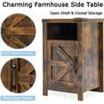 thumbnail image 6 of Brown Farmhouse Nightstand Set of 2, Rustic End Table with Barn Door and Shelf, Bedside Table with Charging Station for Living Room, Bedroom, 6 of 17