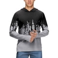 thumbnail image 3 of Unisex Streetwear Hoodies with 3D Drip Cityscape Print and Soft Fleece Lining Featuring Long Sleeves and Front Pouch Pocket Light Gray M, 3 of 5