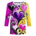 thumbnail image 4 of Qepwscx Basic 3/4 Long Sleeve Shirts For Women Valentine'S Day Crew Neck Sweatshirts Love Heart Printed Blouses For Women Dressy Casual Ladies Tops And Blouses Pullover Sweatshirt Graphic Tops, 4 of 5