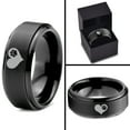 thumbnail image 4 of Tungsten Paw Print Heart Shaped Band Ring 8mm Men Women Comfort Fit Black Step Bevel Edge Brushed Polished, 4 of 4