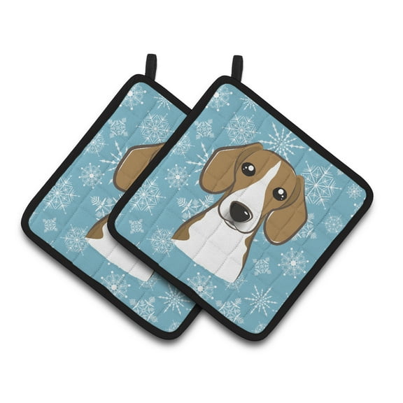 Snowflake Beagle Pair of Pot Holders