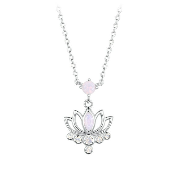 Lotus Blossom Necklace - 925 Silver Adjustable Chain Delicate Pendant Jewelry for Women