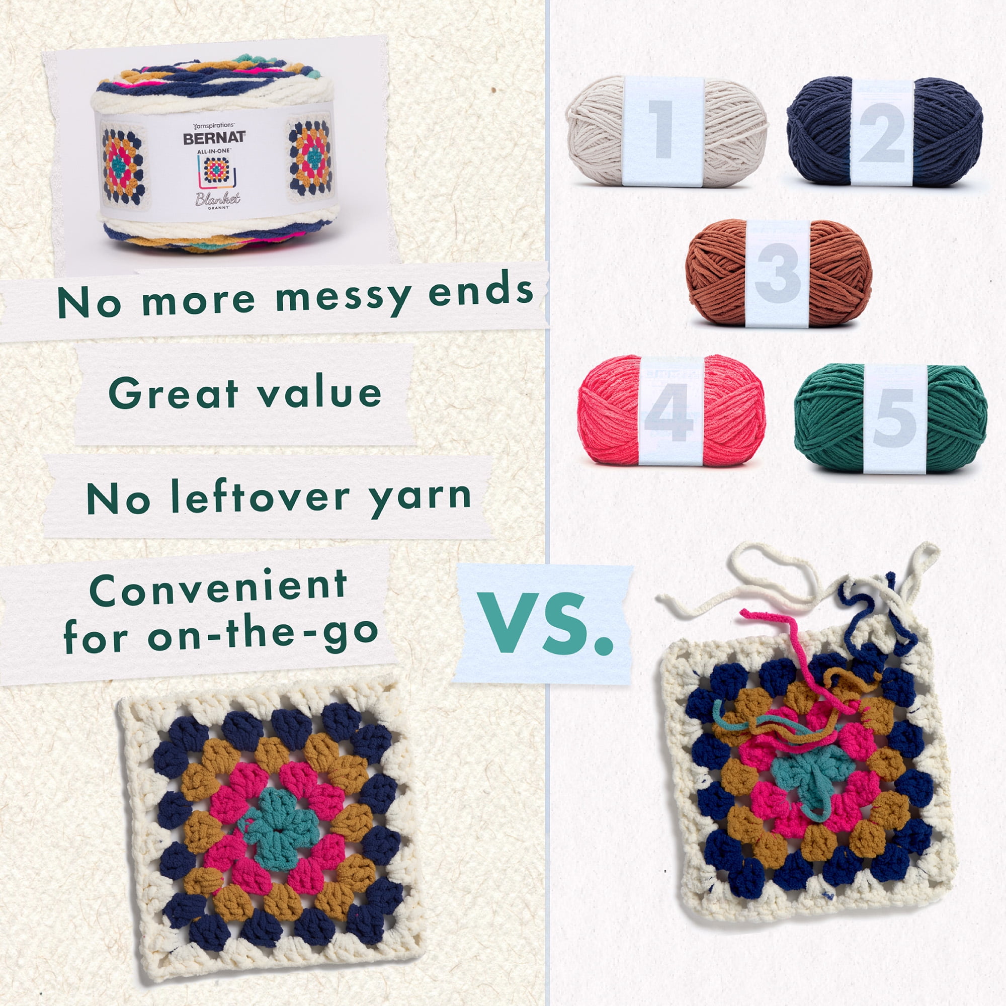 Bernat® All In One Blanket Granny™ #6 Super Bulky Polyester Yarn, Throwback 8.5oz/240g 178 Yds (2Pk)
