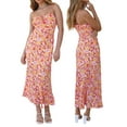 thumbnail image 6 of Franhais Women Maxi Slip Dress, Spaghetti Straps Flower Print Summer Long Dress for Cocktail Party, 6 of 8