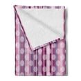 thumbnail image 2 of Pink Soft Flannel Fleece Throw Blanket, Stripes Lines with Abstract Round Circles Art Print, Cozy Plush for Indoor and Outdoor Use, 70" x 90", Cadet Blue Dried Rose, by Ambesonne, 2 of 5