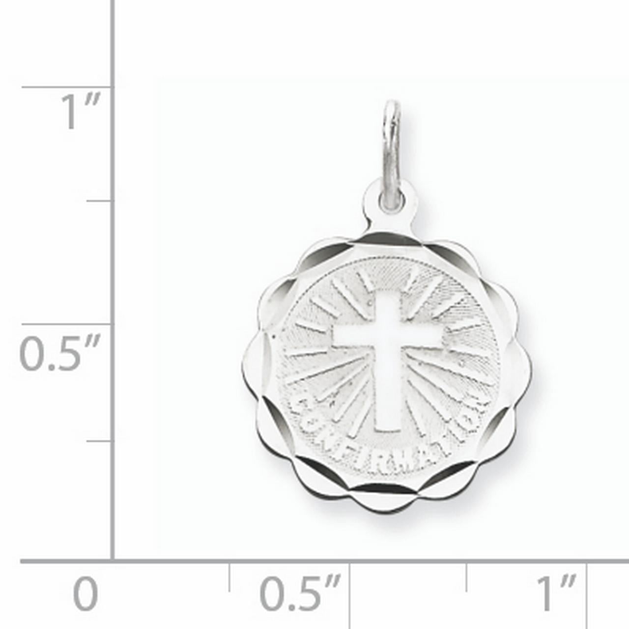 Sterling Silver Rhodium-Plated Confirmation Disc Charm (17 X 16) Made In United States qc2388