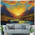 thumbnail image 4 of PRATYUS  Sun Mountain Tapestry Trippy Forest Tree Tapestry Vintage Aesthetic Plant Tapestry Magic River Wall Tapestry Wall Hanging for Bedroom Painting, 4 of 6