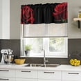 thumbnail image 4 of Red Rose Curtain Valances for Windows, Kitchen Valance Window Treatments Panel 2 Pack, Vintage Abstract Garden Flower Floral Black Rod Pocket Short Curtains for Bathroom Bedroom 42 x 18 Inch, 4 of 8