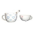 thumbnail image 2 of Taza Doble de Cerámica Gato Kawaii Corazones Azules HappyWare Corazones Azul, 2 of 3