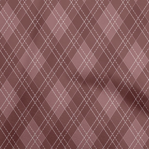 oneOone Georgette Viscose Dark Rose Brown Fabric Check Dress Material Fabric Print Fabric By The Yard 42 Inch Wide