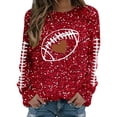 thumbnail image 5 of Womens Sequin Football Sweatshirts 2025 Game Day Long Sleeve Baseball Graphic Tops Fall Winter Casual Crew Neck Pullover Blouses, 5 of 5