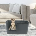 thumbnail image 6 of Rinboat 4 Packs Large Open Top Cat Litter Box, High Sides Cat Litter Pan, Including 4 Cleaning Scoops, Gray, 6 of 7