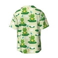 thumbnail image 5 of Salouo Cute Frog1 Pattern Cuban Collar Shirts for Men Button-Down Shirt Men's Short Sleeve Shirts Hawaiian Shirts Casual Shirts -3X-Large, 5 of 6