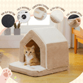 thumbnail image 3 of PAWZ Road Dog Cave Bed, Soft Pet Cave with Removable Cushion, Cozy Pet House for Small Dogs & Cats, Brown, 3 of 9
