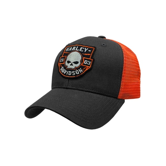 Harley-Davidson Mens Willie G Skull Patch Snapback Colorblocked Mesh Trucker Hat, Harley Davidson