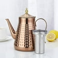 thumbnail image 3 of 1.8L(60oz) Stainless Steel Hammer Patterned Teapot With Removeable Infuser,Loose leaf cover,Copper, 3 of 4