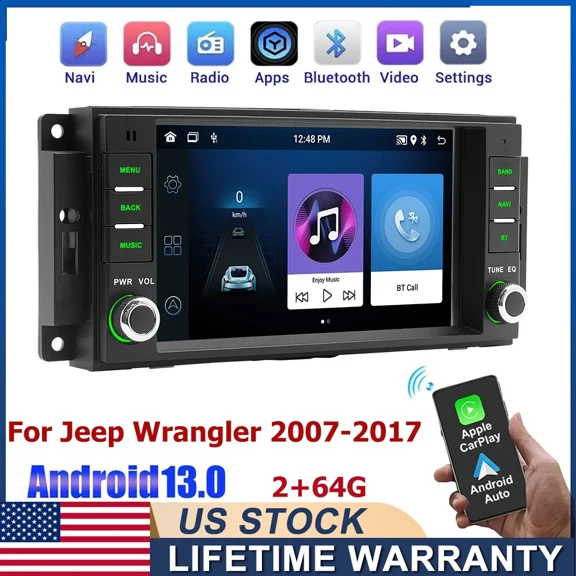 NURATIT 7" Carplay Radio Stereo For Jeep Wrangler JK 2007-2017 Android 13 GPS Navi Camera 2GB 64G