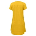 thumbnail image 5 of Yteetum Yellow Dresses for Women Summer Fashion Solid Color Loose Fitting Cotton Linen Dress Comfortable V-neck Knee Length Casual Loungewear Ladies Dresses XXXXL - Summer Savings Clearance, 5 of 6