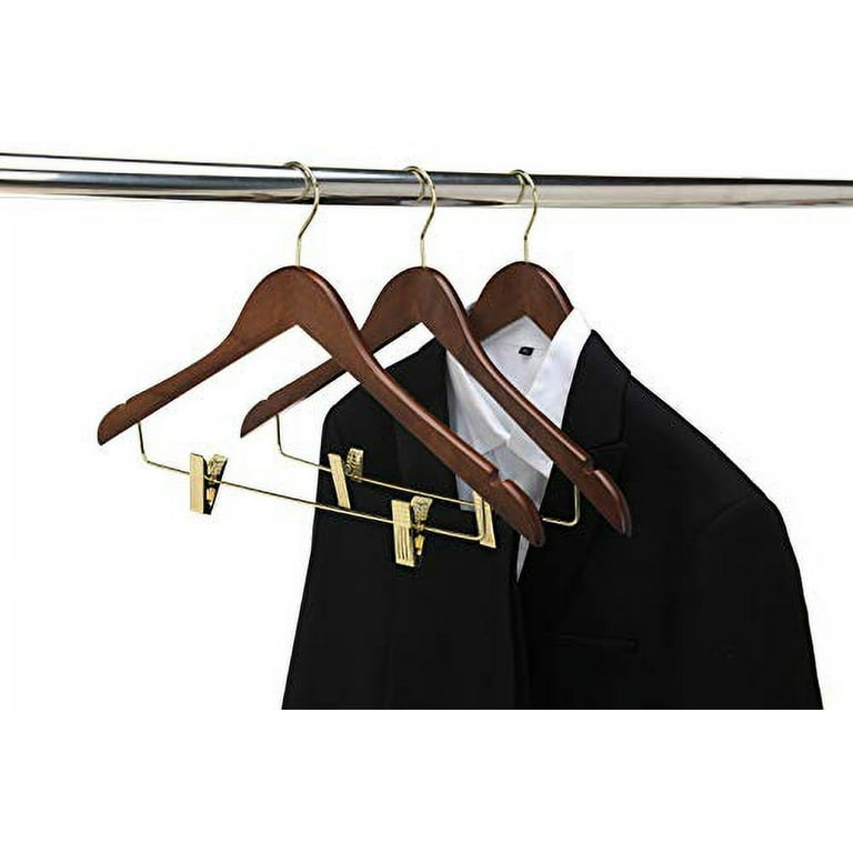 Perfecasa Premium Wooden Suit Hangers, with Noise Canceling Hook, Non