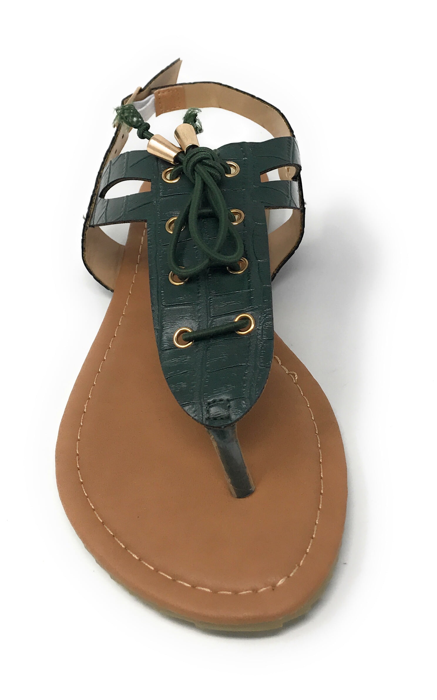 Victoria K Women's Laceup Faux Snake Skin With Side Buckle Sandals