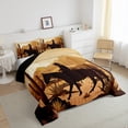 thumbnail image 3 of Feelyou Vintage Cowboy Cowgirl Full Size Comforter Sets, Rustic Horse Animal Bedding Comforter Set, Hippie Western Style Reversible Bedding Sets, Ultra Soft Bedroom Decor, 3-Piece, 3 of 8