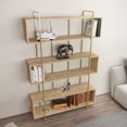 thumbnail image 2 of Brutti Modern Design XL 3 Tiers 71'' Long Bookshelf Etagere Bookcases Display Shelf for Living Room, Dining Room, Kitchen, Bedroom and Home Office Natural Oak Gold Finish, 2 of 6