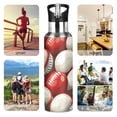 thumbnail image 4 of ALAZA Football Rugby Balls Water Bottle Insulated Flask Stainless Steel Straw Lid 20 oz, 4 of 6