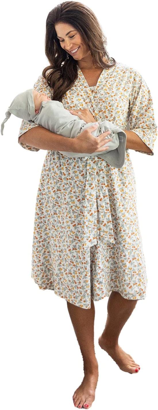 Baby Be Mine Maternity Nursing Robe and Matching Baby Swaddle Blanket