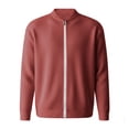 thumbnail image 4 of Mens Zip Up Sweater Jacket Light Slim Fit Knit Stand Collar Ribbed Jackets Color Brick Red Size M, 4 of 4