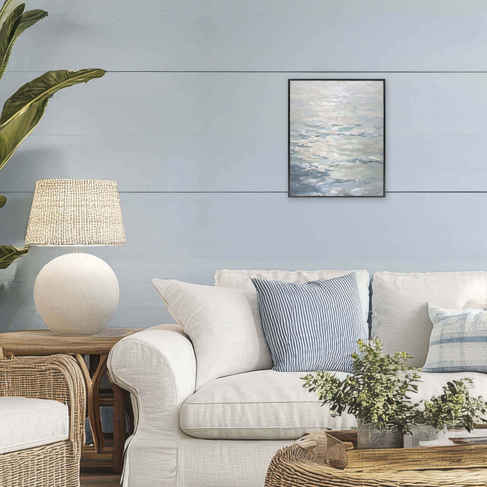 Stupell Industries Shallow Reflections Calm Sea Black Framed Giclee Art, design by Riley B