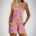 thumbnail image 2 of Jinhomg Women Sleeveless Rompers Summer Casual Spaghetti Strap Shorts Overalls 2025 Trendy Tropical Boho Floral Print Jumpsuit with Pockets Multicolor S, 2 of 6