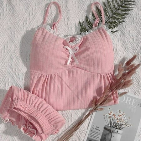 

2pcs Pajama Sets Women Summer Lovely Schoolgirls Sleepwear Sleeveless Elastic Waist Chic Cozy Ins Fashion Slim Lounge Wear Daily