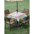 thumbnail image 5 of Square Outdoor Tablecloth with Umbrella Hole Pink Aqua Stripes Outside Table Cloth Waterproof Patio Table Cover Geometric Yellow Geometric Zipper Tablecloths for Picnic Party Camping 54x54 Inch, 5 of 8