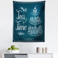 thumbnail image 1 of Tea Tapestry, Pastries Bakery Cookies Muffin Cake Biscuit Morning Brunch Menu, Fabric Wall Hanging Decor for Bedroom Living Room Dorm, 5 Sizes, Petrol Blue and White, by Ambesonne, 1 of 1
