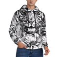 thumbnail image 2 of Wukai Tiger Butterfly Floral Art Print Men Hoodies Fleece Sweatshirts Long Sleeve Sweaters Pullover Fall Outfits Winter Clothes-Large, 2 of 7