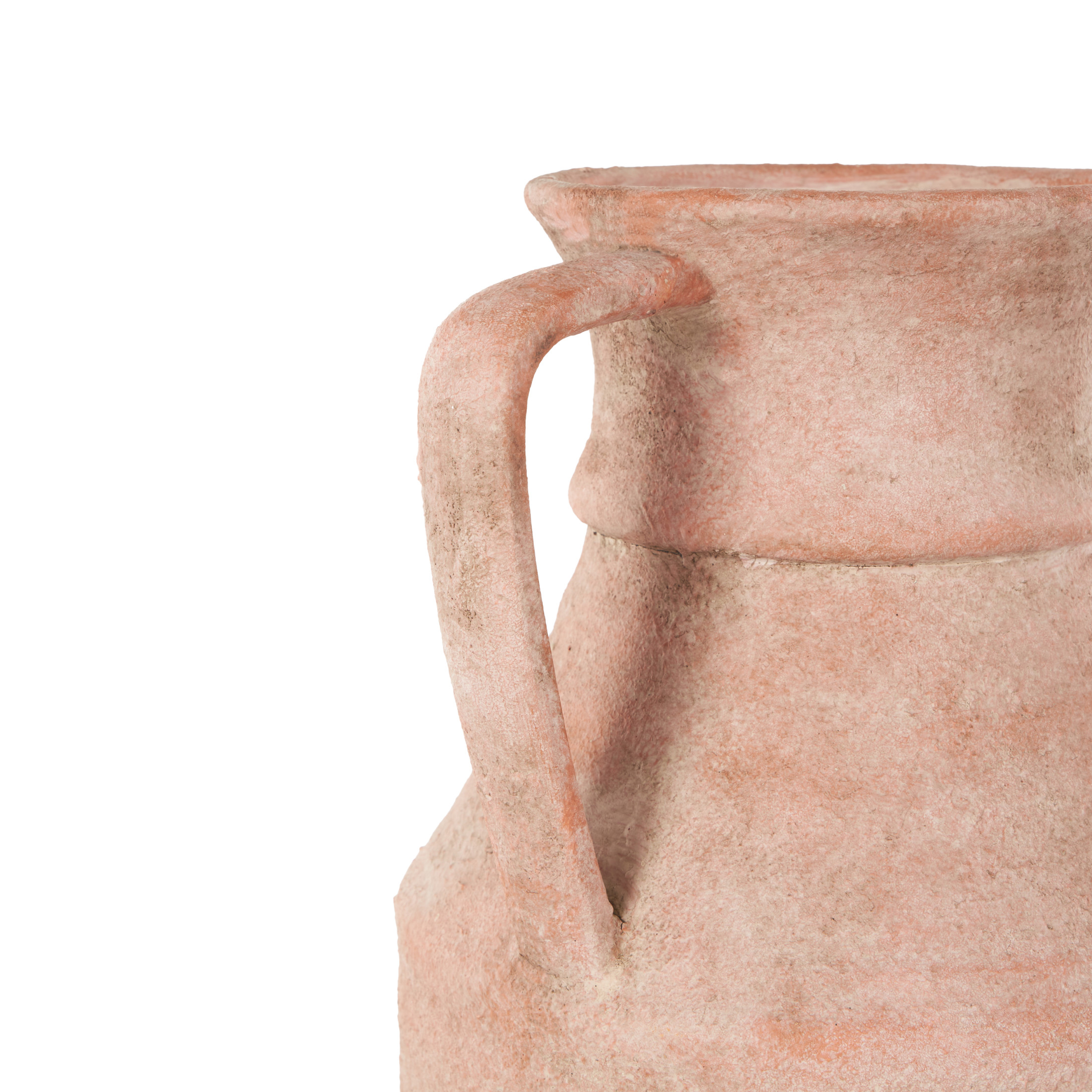DecMode 16" Antique Style Pink Ceramic Vase with Handles