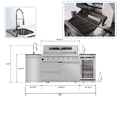 thumbnail image 3 of 44-Inch 6-Burner 85000 BTU Deluxe Stainless Steel LP Gas Outdoor Kitchen Bar Barbecue Island Grill  + Wine Cooler Compact Refrigerator + Rotisserie + Granite Countertops + Storage Cabinets & Drawers, 3 of 12