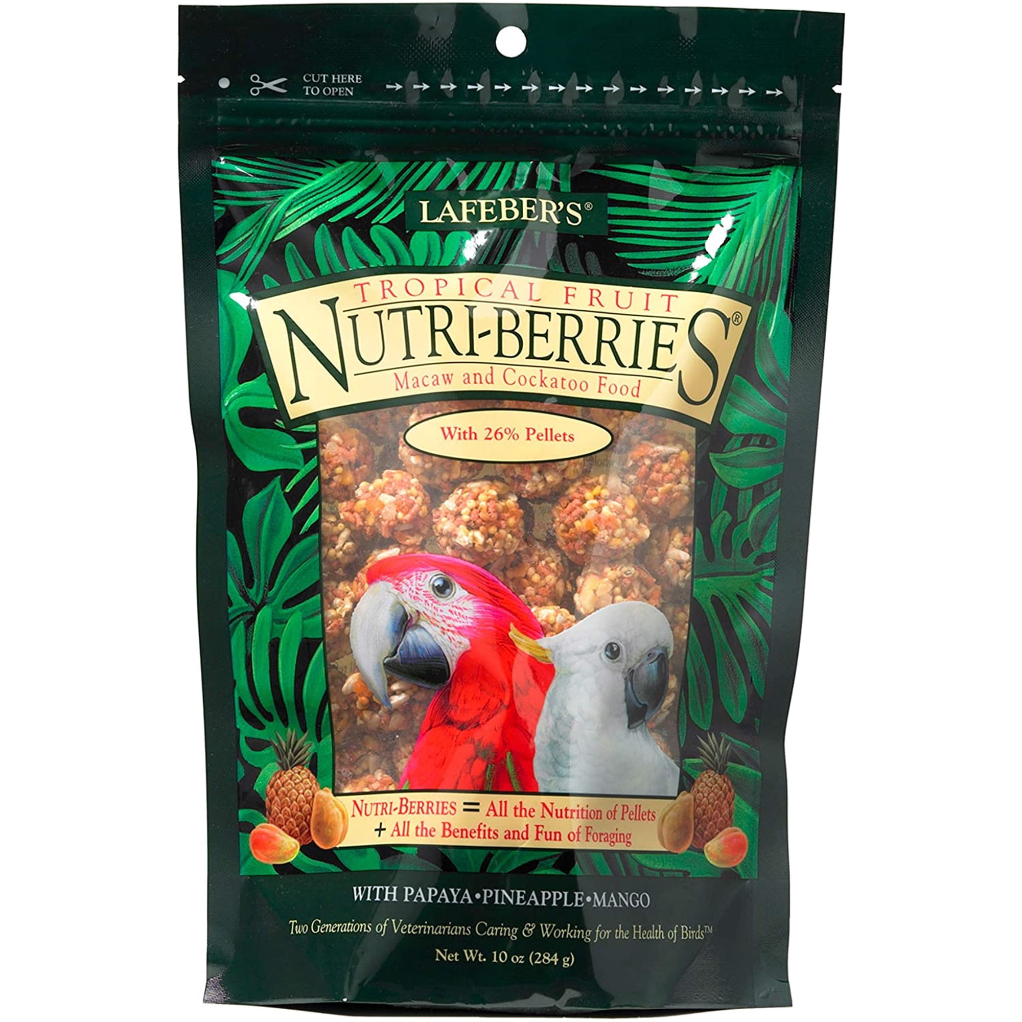 Lafeber Nutri-Berries Tropical Fruit Macaw & Cockatoo Bird Food, 10 Oz
