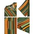 thumbnail image 6 of Unique Bargains Men's Striped Short Sleeves Button Down Print Shirt L Yellow Green, 6 of 6